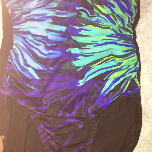 Women's V-Neck One Piece Aqua Green Small 4/6 - Picture 4 of 8